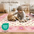 thumbnail image 4 of ODIKA 8'x10' Washable Area Rug Pink Coquette Ribbon Lattice Vintage Border Motif Round for King Size Bedroom Under Bed, Master Suite, Non-Shedding, Easy Care, 4 of 7