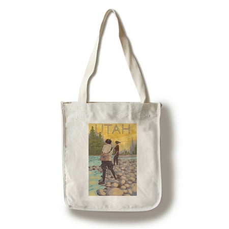 Utah - Women Fly Fishing - Lantern Press Artwork (100% Cotton Tote Bag -
