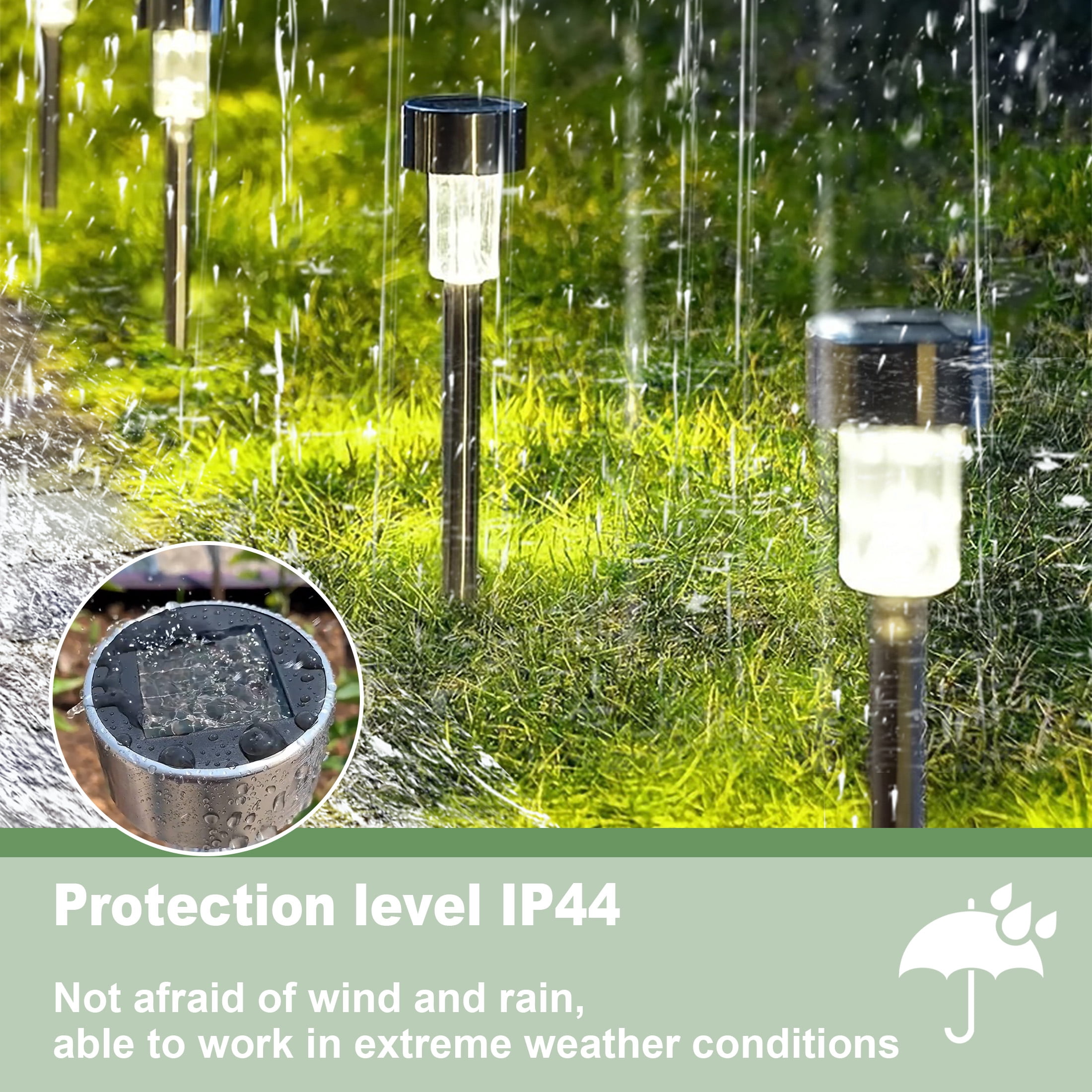12 pack Solar Pathway Lights , White LED Outdoor Solar Lights IP44 , 11.61" Stainless Steel Garden Stake Lights for Yard, Patio, Driveway