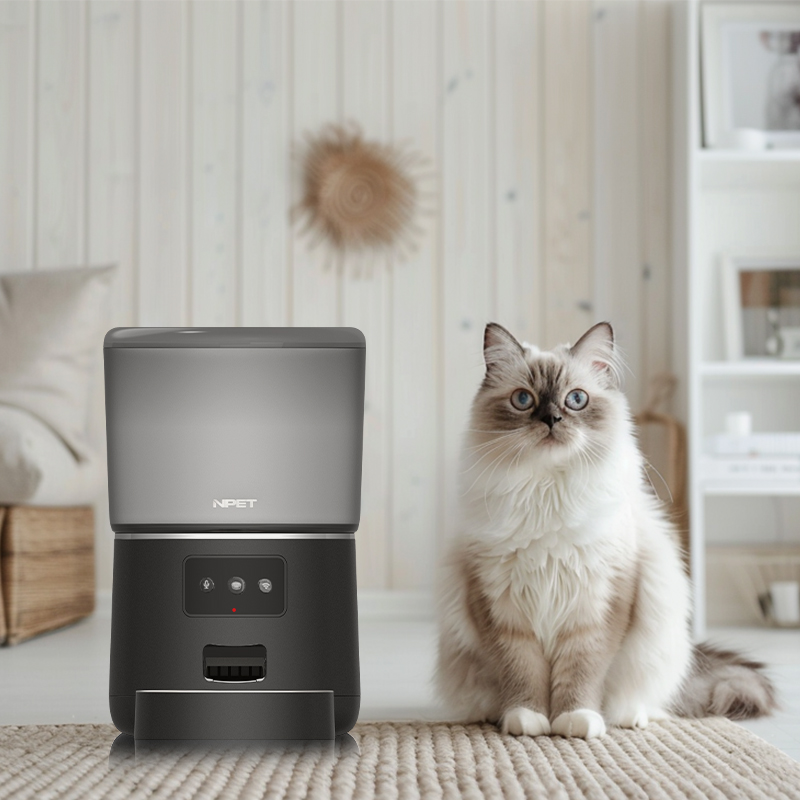 NPET Smart WiFi Cat Feeder with App Control, 4L Auto Pet Food Dispenser - 1-9 Meal Portions, 10s Voice Recorder, Anti-Clog Design for Cats/Dogs