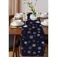 thumbnail image 4 of Navy Blue Yellow White Christmas Burlap-Cotton Table Runner 72 Inches Long,Xmas Snowflake Winter Farmhouse Table Runners,Outdoor Dining Tablecloths Decor for Baby Shower/Party/Wedding 13x72, 4 of 9
