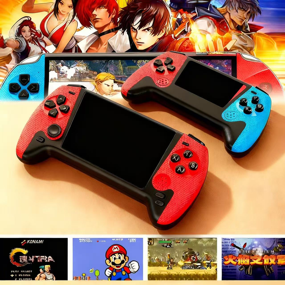 Shixing Project X Red and Blue Pocket Gaming Console 4.3-inch HD IPS Screen 64GB 1-Pack
