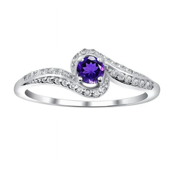 3.00 Mm Round Shape Natural African Amethyst Gemstone 925 Sterling Silver Promising Ring