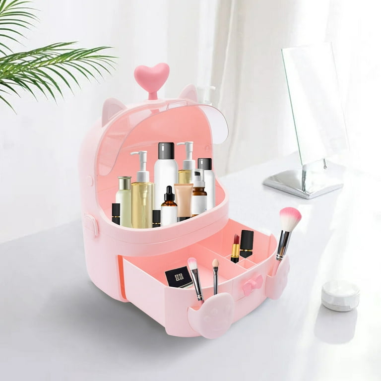 Pink Cosmetic Storage Cabinet With Lipstick Tray,makeup Storage