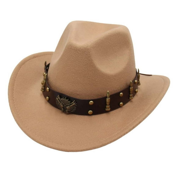 Cowboy Hats for Men Beige Hats Classic Outdoor Fedora Hats Wide Brim Western Outback One Size