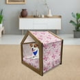 thumbnail image 3 of Butterfly Pet House, Floral Arrangement and Hearts Background Animals with Vibrant Colors, Outdoor & Indoor Portable Dog Kennel with Pillow and Cover, 5 Sizes, Pale Pink White, by Ambesonne, 3 of 5