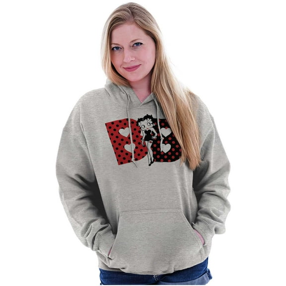 Betty Boop Retro Cartoon BB Hearts Hoodie Sweatshirt Women Brisco Brands S
