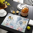 thumbnail image 3 of Coastal Jellyfish Placemats Set of 4, Summer Beach Nautical Ocean Coral Seahorse Placemats for Dining Table, Place Mats for Kitchen Tabletop, Waterproof Wipeable Dining Table Mats Set, 3 of 9