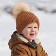 thumbnail image 6 of Toddler Kids Beanie Solid Color Cute Knitting Hat with Pom-Pom for 3-8 Years Little Kids Winter Beanie Hat, 6 of 6