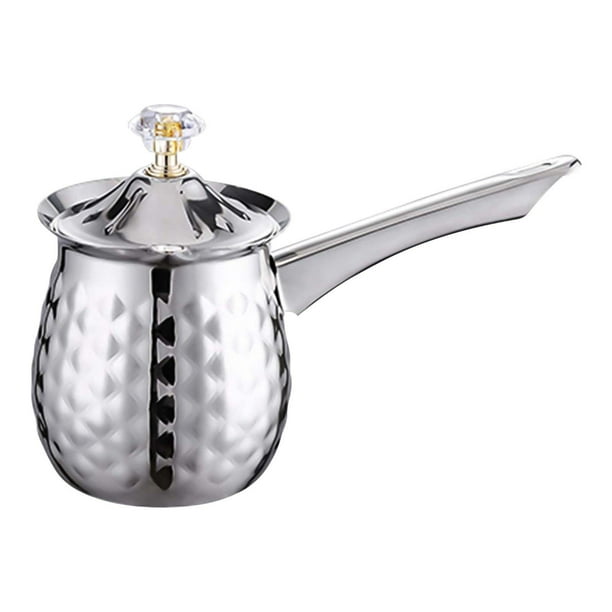 Cafetera turca de acero inoxidable, cafetera pequeña, jarra para espumar leche Plata 600ml