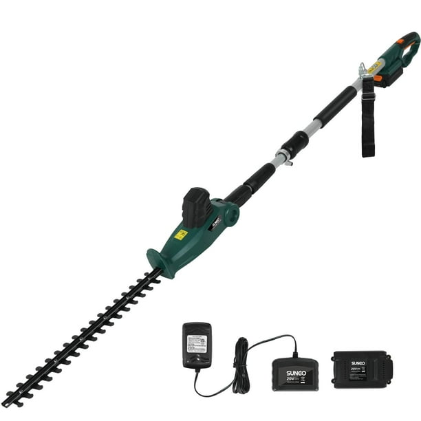 SUNCOO Cordless Pole Hedge Trimmer, 20inch BatteryPowered Telescoping