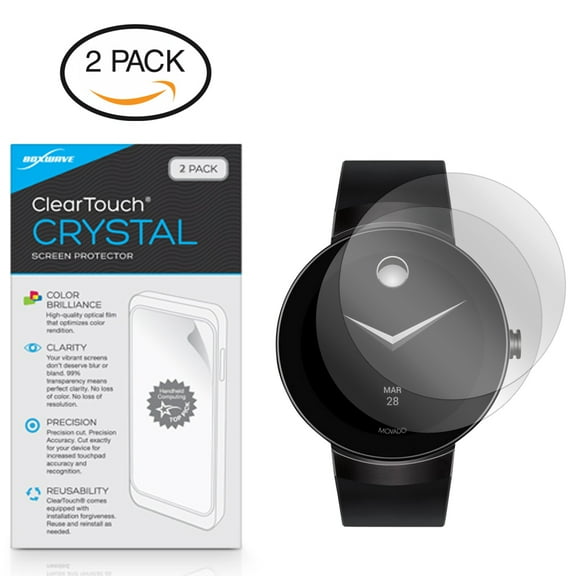 Movado Connect Screen Protector, BoxWave [ClearTouch Crystal (2-Pack)] HD Film Skin - Shields From Scratches for Movado Connect