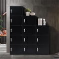 thumbnail image 5 of Hodedah 5 Shelf 5 Door Multi-Purpose Wooden Bookcase in Black Finish, 5 of 5
