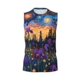 thumbnail image 6 of Lsque Cosmic Irises At Twilight Print Men's Cotton Blend Sleeveless Muscle Shirts (S-3XL)- Moisture Wicking, Odor Protection, UPF 30+,X-Large, 6 of 8