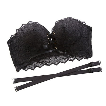 

Rumida Women Push-up Lace Bra Wire Free Breathable 4 Rows 3 Hooks Brassiere Lace Bra Push-up Lace Wire Free Breathable Lace Up Comfortable Soft Casual Women Lady 32