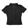 thumbnail image 4 of xfsWaSs Women's Workout Tops Short Sleeve Full Zip Running Jacket Stand Collar Slim Fit Yoga Fitness Sports Jackets Activewear, 4 of 4