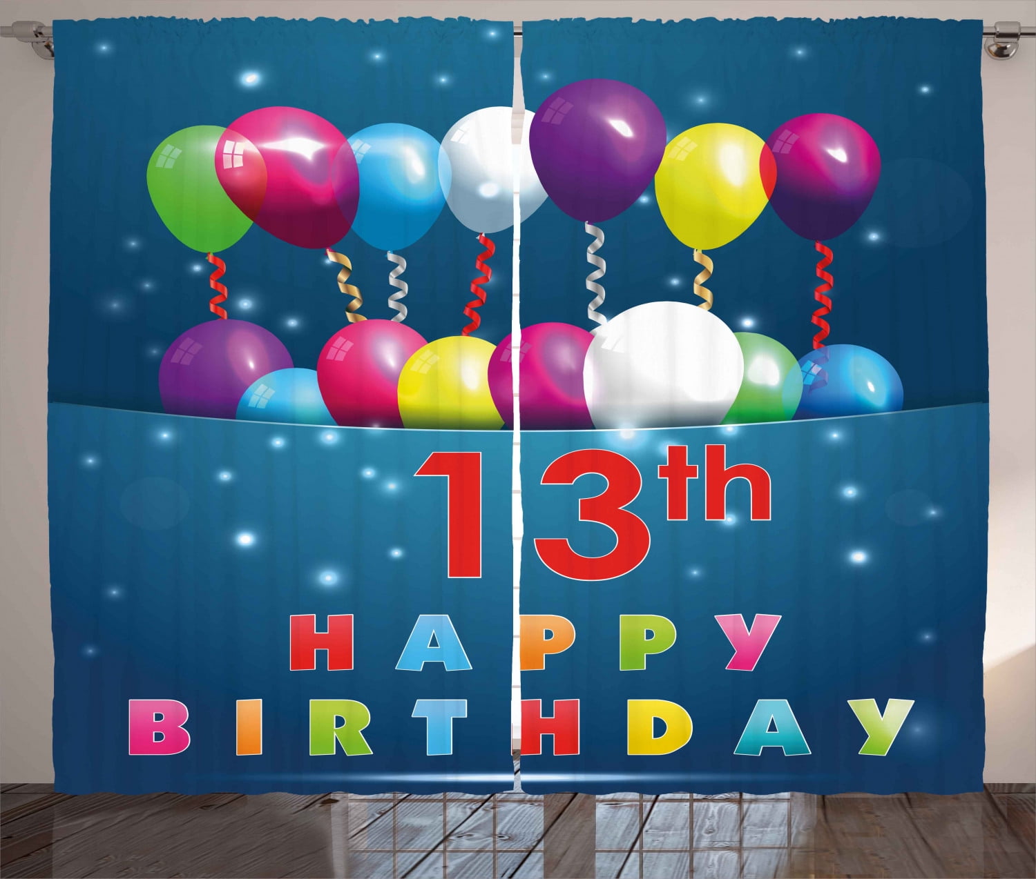 13th Birthday Decorations Curtains 2 Panels Set Joyful Surprise