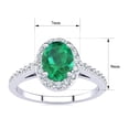 thumbnail image 5 of SuperJeweler 1 Carat Oval Shape Created Emerald and Halo Diamond Ring In Sterling Silver For Women, 5 of 6