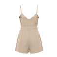 thumbnail image 6 of Cmfcve Women's Spaghetti Strap V Neck Romper Shorts High Waist Casual One Piece Jumpsuit Summer Sleeveless Loungewear with Pockets, 6 of 7