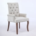 thumbnail image 2 of SESSLIFE Dining Chair with Arms, Upholstered Chenille Kitchen & Dining Room Chairs with High Back, Nailhead Trim and Wood Legs, Fabric Tuft Dining Chair for Home, Beige, 2 of 8