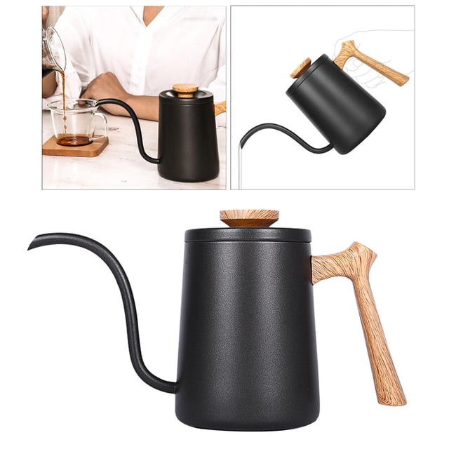 Cafetera de acero inoxidable Baoblaze 600 ml 20 tetera de goteo Expresso Negro