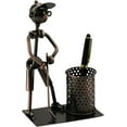 thumbnail image 2 of Pen Holder Metal Desk Accessory Golfing Golfer Themed in Silver, 2 of 2