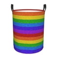 thumbnail image 1 of Balery Colorful Glitter Rainbow Cesta de ropa redonda con asas, impermeable, independiente, para ropa, juguetes, dormitorio y familia-Small, 1 of 6