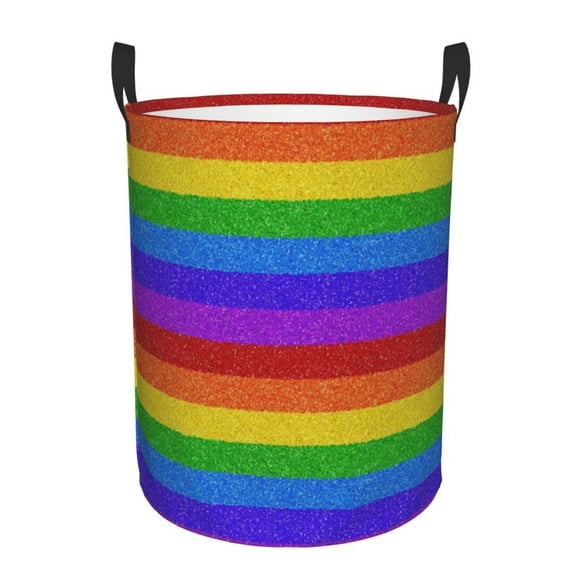 Balery Colorful Glitter Rainbow Cesta de ropa redonda con asas, impermeable, independiente, para ropa, juguetes, dormitorio y familia-Medium