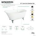 thumbnail image 4 of Aqua Eden VCTND5728NT7 57-Inch Cast Iron Oval Single Slipper Clawfoot Tub (No Faucet Drillings) in White/Brushed Brass, 4 of 5