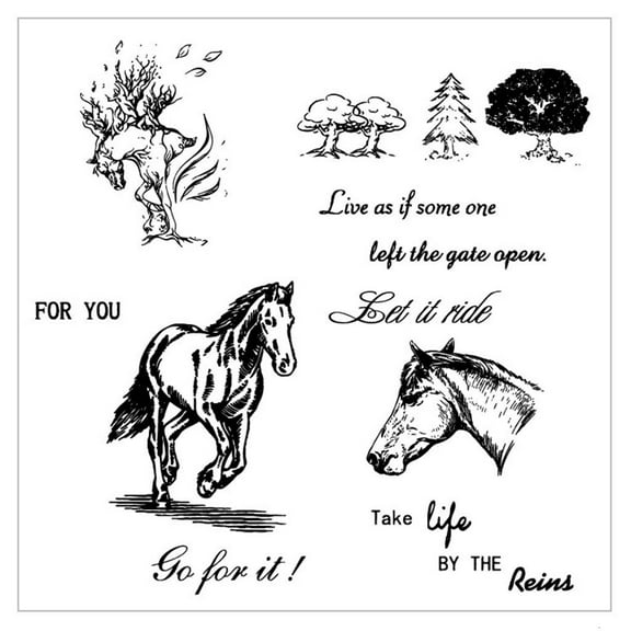 Yammee Horse Clear Stamp for Card Making DIY Scrapbooking Background Silicone