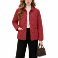 thumbnail image 7 of Yutgune Women's Winter Diamond Quilted Jacket Long Sleeve Button Lapel Collar Lightweight Padded Outerwear Coat, 7 of 7