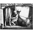 thumbnail image 2 of Austin Milkmaid. Na Milkmaid Milking A Cow. Etching By English Artist Frederick Austin Early 20Th Century. Print by, 2 of 4