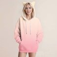 thumbnail image 5 of Htigea Womens Hoodies Cute Ears Hooded Sweatshirts Preppy Long Sleeve Pullover Casual Loose Fit Tops with Kangaroo Pocket Pink S, 5 of 5
