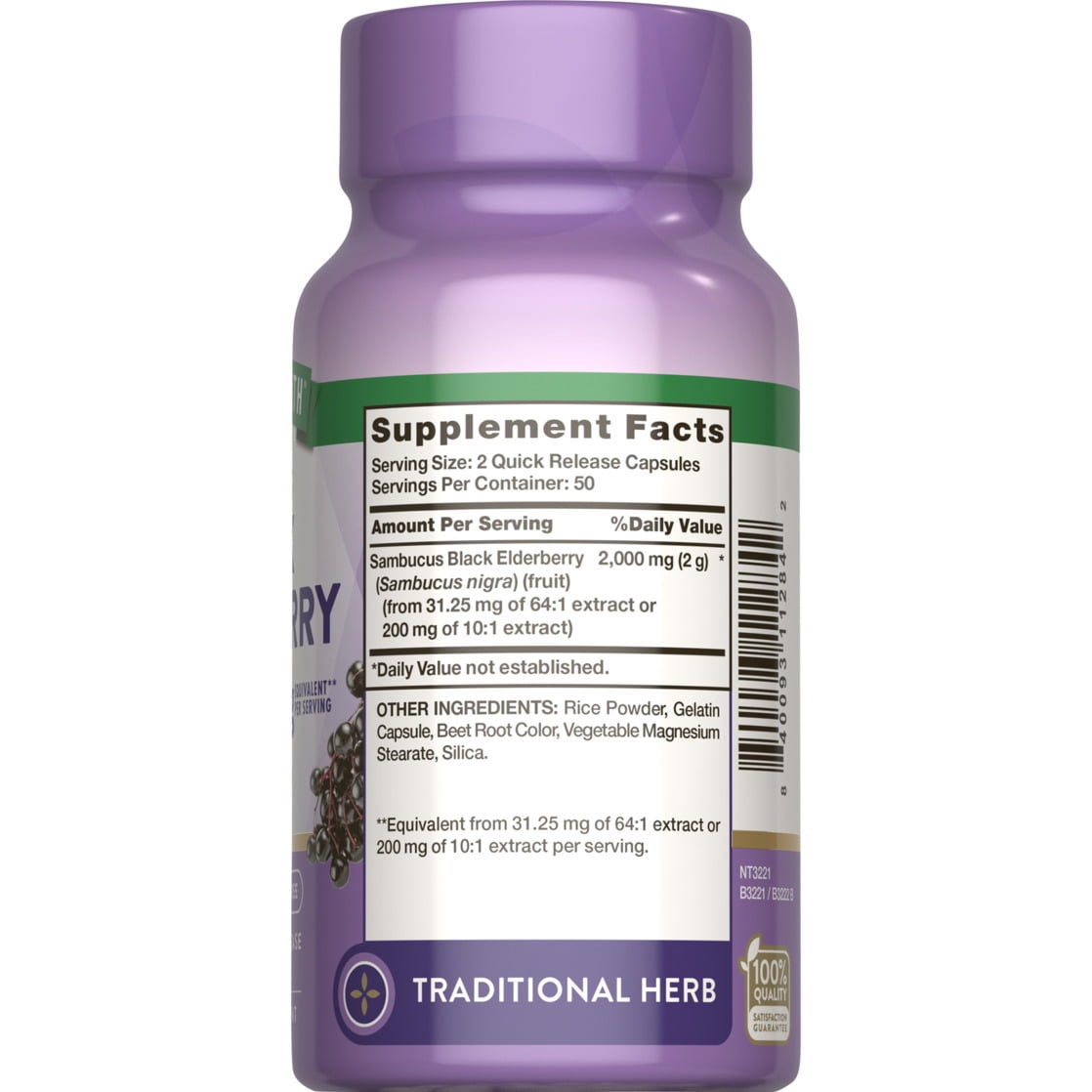 Nature's Truth, Sambucus Black Elderberry Capsules, 100 count