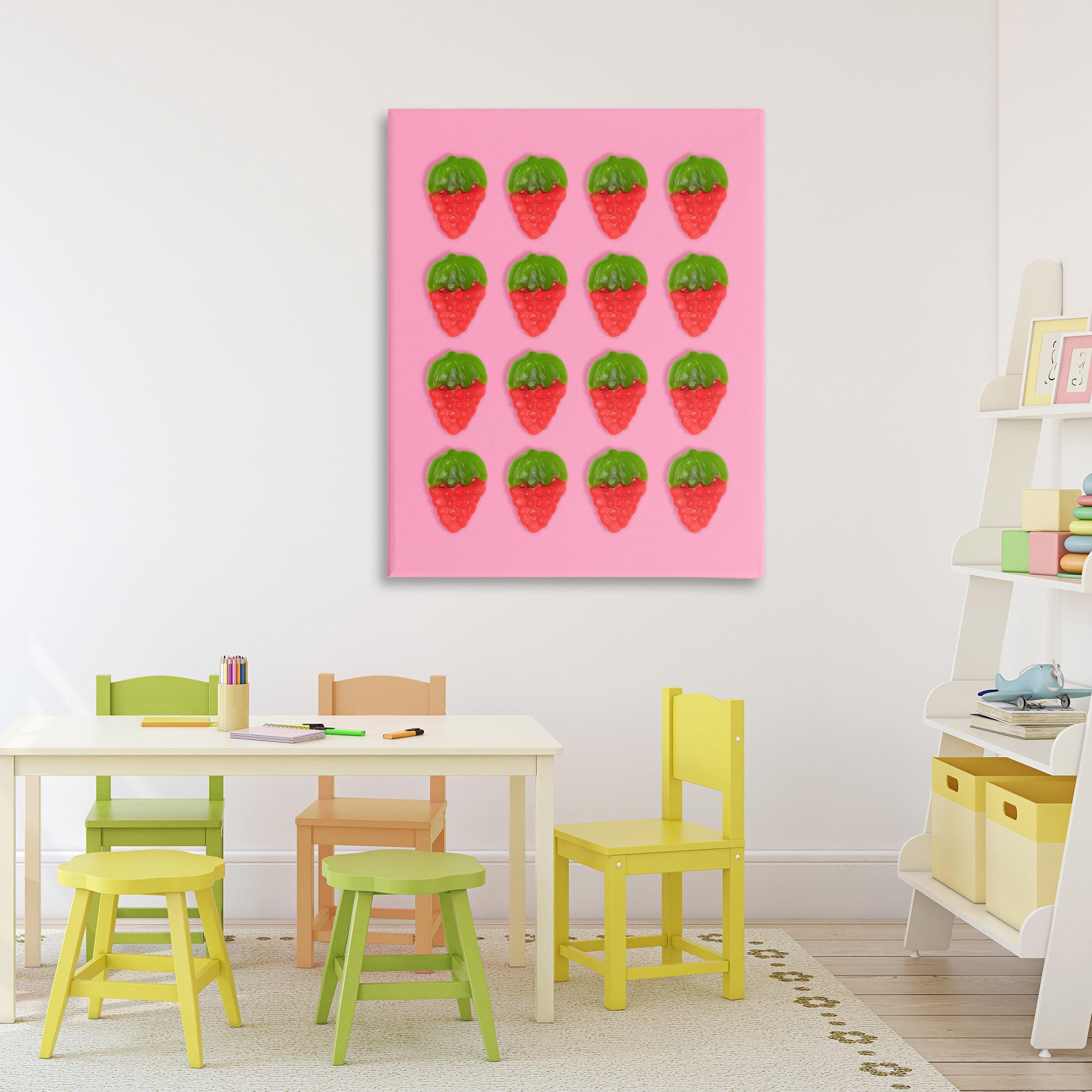 Stupell Industries Gummy Strawberry Candy Pattern Canvas Wall Art, design by LISH Creative