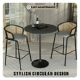 thumbnail image 6 of LeisureMod 36" Round Bar Height Dining Table with Sintered Stone Top Pub Table and Black Stainless Steel Pedestal Base for Modern Kitchen and Dining Room Verve Collection in Black Marbleized, 6 of 8