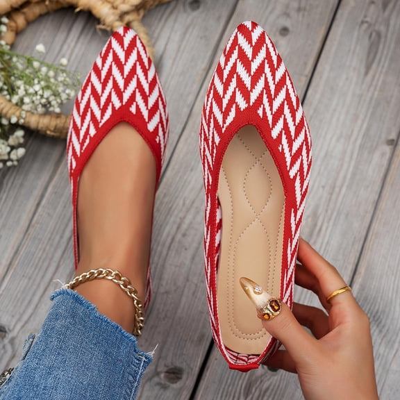 Women Flats Pointed Toe Flats, Breathable Mesh Slip on Shoes Casual Comfortable Color Block Flats for Spring Summer
