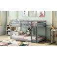 thumbnail image 2 of Twin over Twin Floor Bunk Bed with Ladder , Gray, 2 of 11