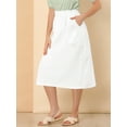 thumbnail image 2 of Falda de algodón de cintura elástica vintage campesina para mujer Faldas médicas a media pierna con bolsillos blanco M, 2 of 6