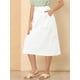 thumbnail image 2 of Falda de algodón de cintura elástica vintage campesina para mujer Faldas médicas a media pierna con bolsillos blanco M, 2 of 6