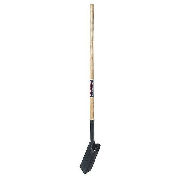 Trenching Shovel, 14 ga  Steel Blade, Standard Step, 48 in L Natural Wood Handle