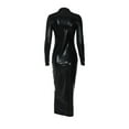 thumbnail image 6 of hirigin Women Long Dress, Long Sleeve Crew Neck PU leather Solid Slim Fit Dress for Party Cocktail, 6 of 9