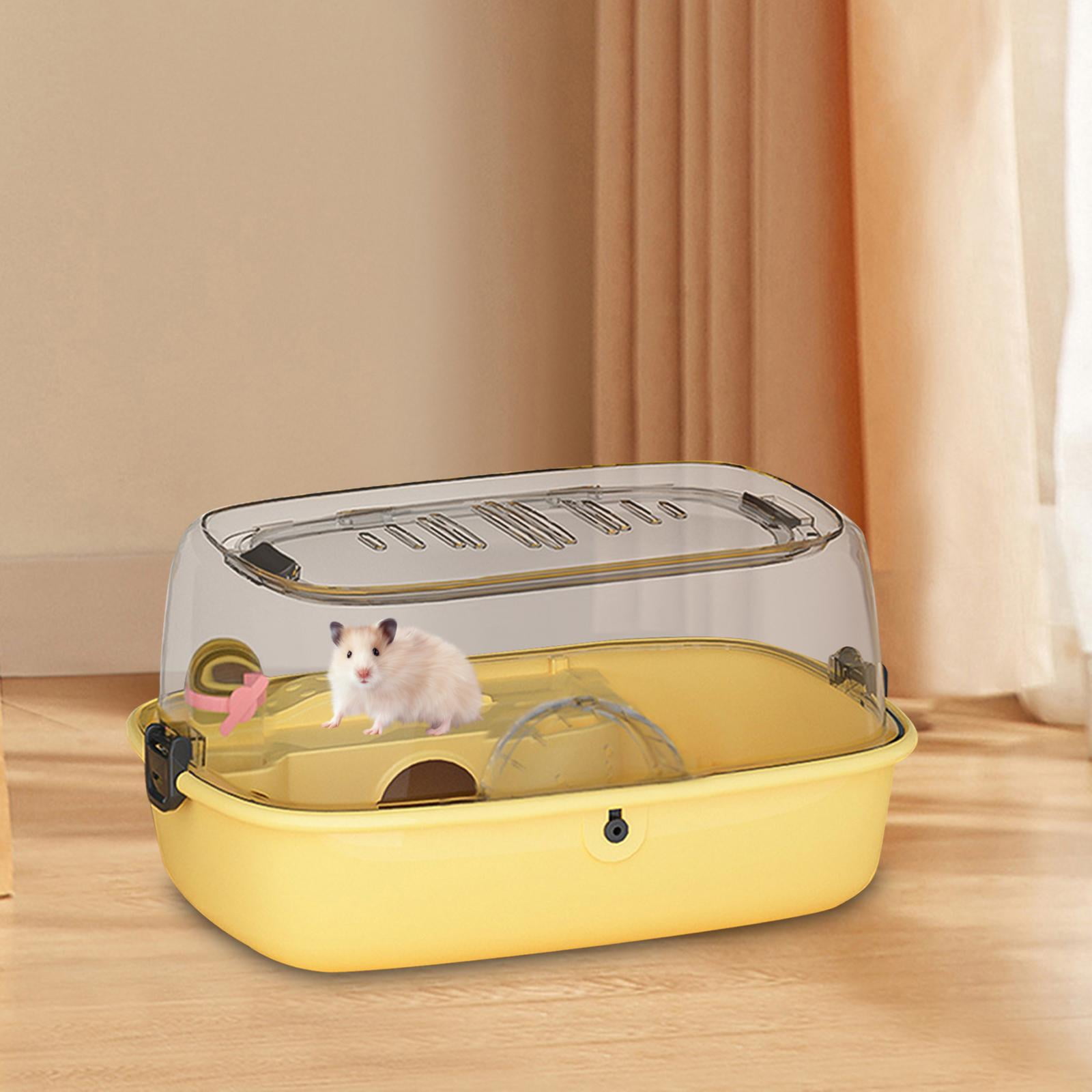 DOLITY Habitat Exercise Playing House Ventilation Hamster Cage for Hedgehog Bunny Rats Yellow Luxury model