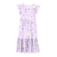 thumbnail image 5 of NaWent Maxi Dress for Girls Short Sleeve Casual Long Flower Print Dresses with Pockets 6-12 Years Purple 6 Years, 5 of 5