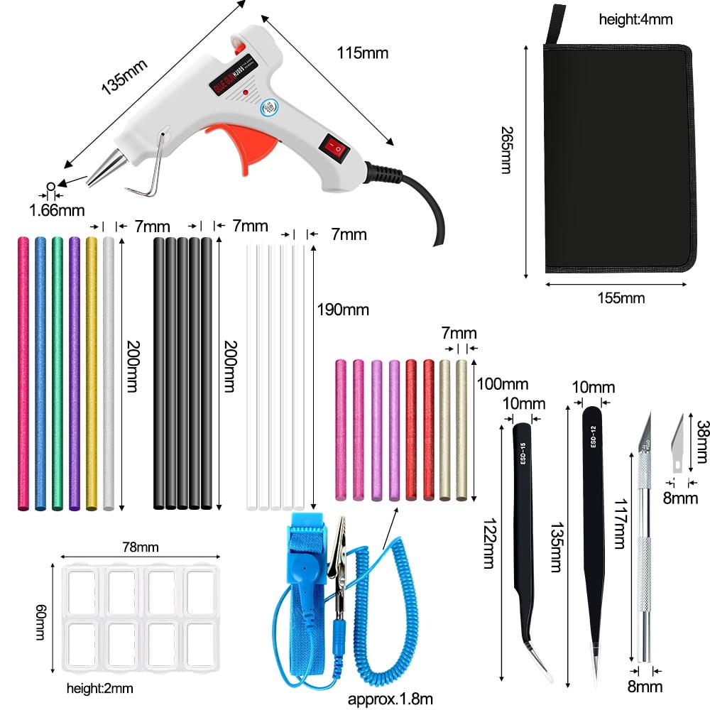 Inspiraflux 6-in-1 Set Electric Heat Hot Melt Professional DIY 20W High Temperature Glue Gun with Sticks