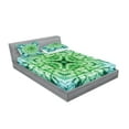 thumbnail image 2 of Ambesonne Green Fitted Sheet & Pillow Sham Set, Tie Dye Effect Bohemian, Full, Green and Teal, 2 of 2
