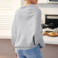 thumbnail image 5 of Gray Womens Sweatshirt Fall Sweaters for Women Asymmetric Draped Jumper Long Batwing Sleeve Off The Shoulder Sweater Slouchy Knit Pullover Fall Clothes for Women, 5 of 6