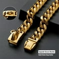 thumbnail image 4 of HQREA Strong Gold Dog Collar, 14MM Cuban Link Chain Jewelry for Medium Dogs, 4 of 6