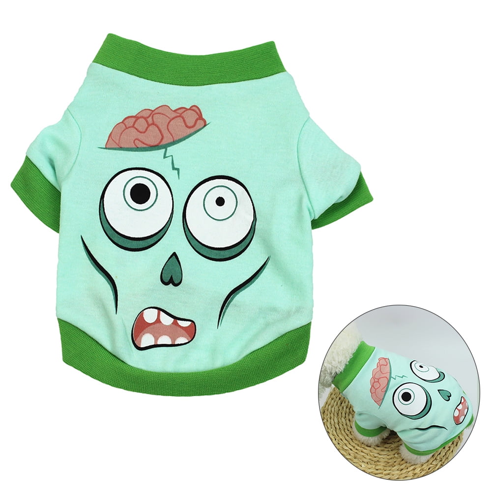 Yesbay Halloween Brain Monster Print Pet Dog Clothes T-shirt Coat Soft Warm Costume,L