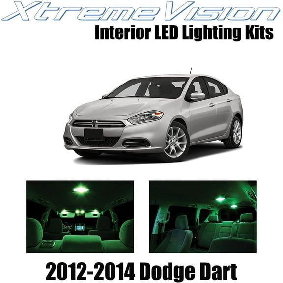 XtremeVision Interior LED for Dodge Dart 2012-2014 6 pcs Green Interior LED Kit   Installation Tool